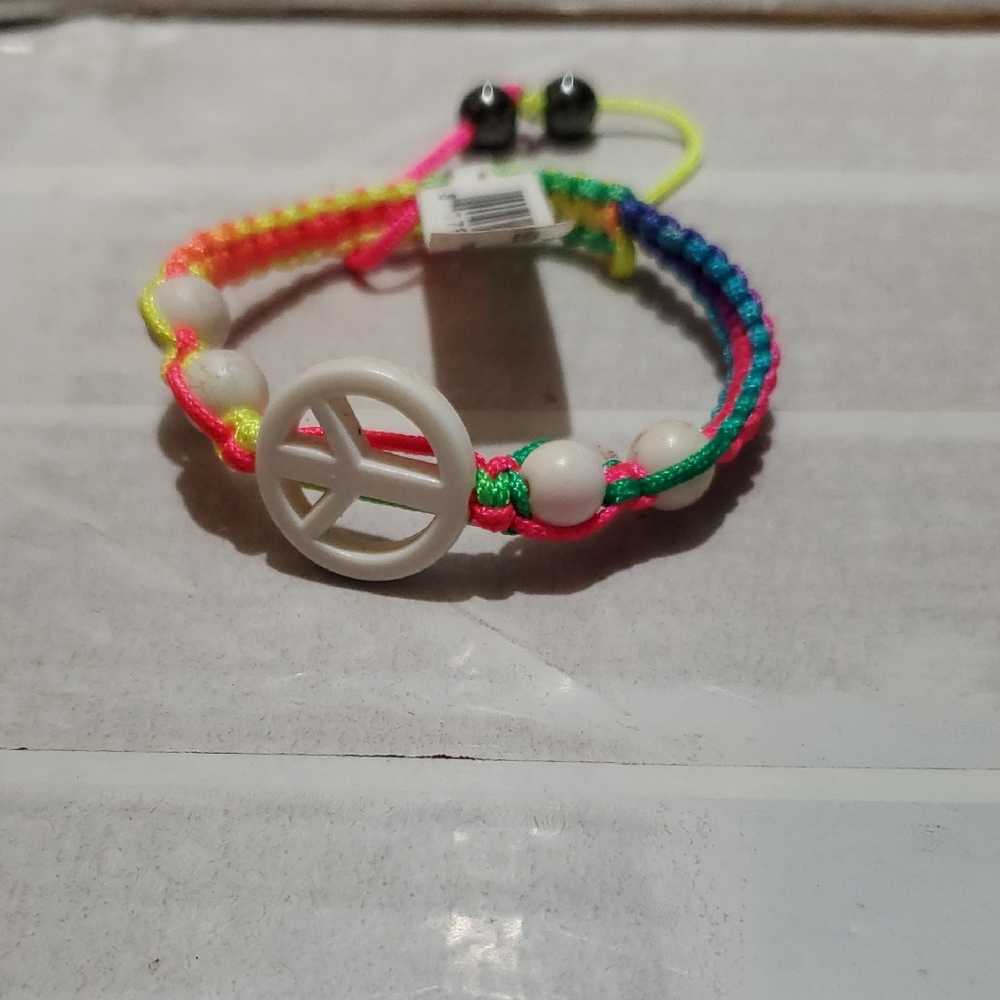Peace Neon White Symbol  Multicolor  Bracelet